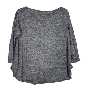 LOFT Medium M Dark Heather Gray 3/4 Sleeve Tee Pleated Back Detail Scoop Neck